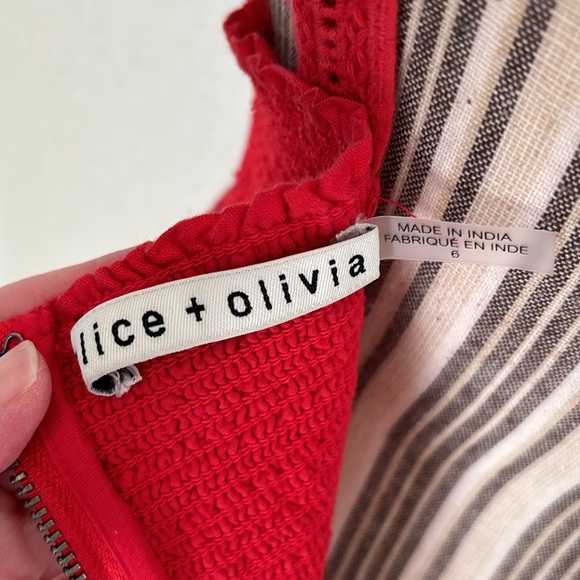 Alice + Olivia NWOT Levine Smocked Midi Dress Poppy Red 6 - Picture 10 of 12